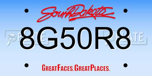 8G50R8 South Dakota License Plate