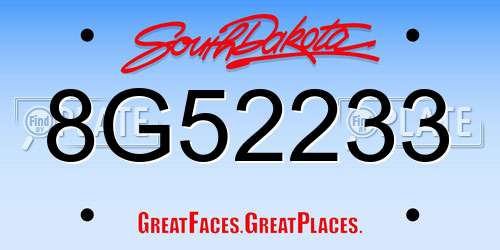 8G52233 South Dakota License Plate