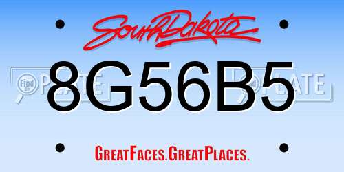8G56B5 South Dakota License Plate