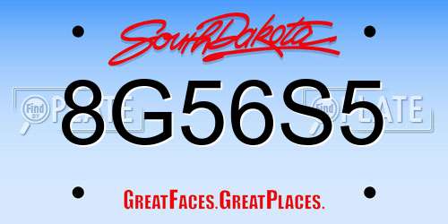 8G56S5 South Dakota License Plate