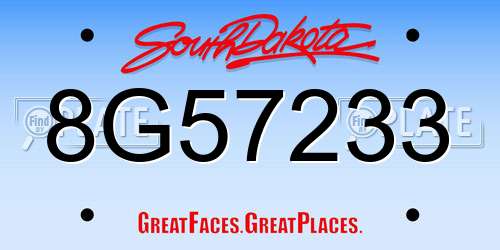 8G57233 South Dakota License Plate