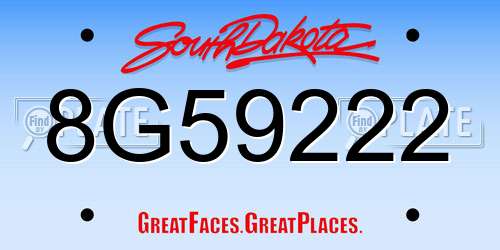 8G59222 South Dakota License Plate