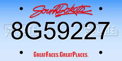 8G59227 South Dakota License Plate