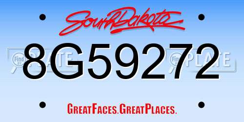 8G59272 South Dakota License Plate