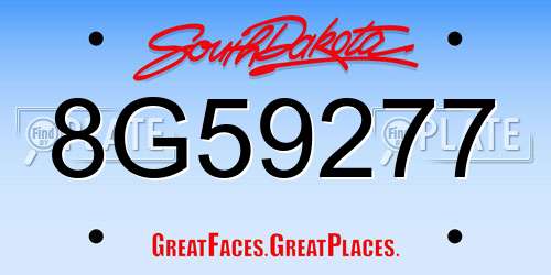 8G59277 South Dakota License Plate