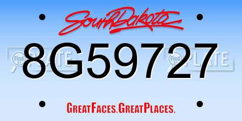 8G59727 South Dakota License Plate