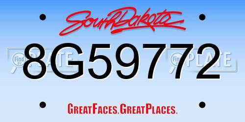 8G59772 South Dakota License Plate