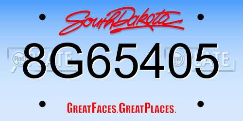 8G65405 South Dakota License Plate