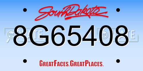 8G65408 South Dakota License Plate