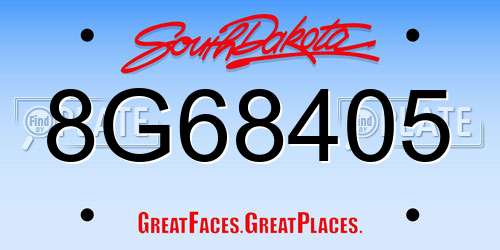 8G68405 South Dakota License Plate