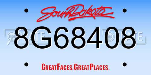 8G68408 South Dakota License Plate