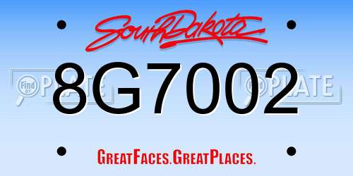 8G7002 South Dakota License Plate