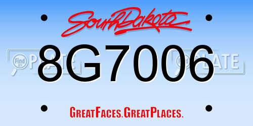 8G7006 South Dakota License Plate