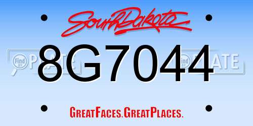 8G7044 South Dakota License Plate
