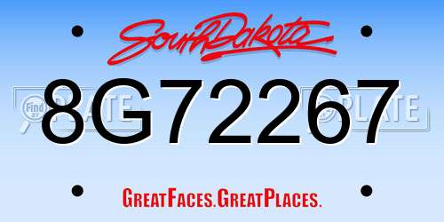 8G72267 South Dakota License Plate