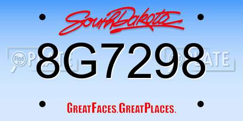 8G7298 South Dakota License Plate