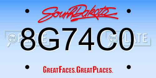8G74C0 South Dakota License Plate