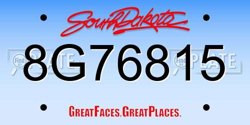 8G76815 South Dakota License Plate