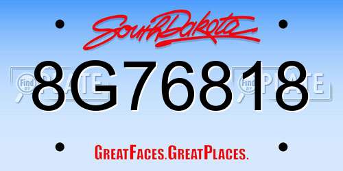 8G76818 South Dakota License Plate