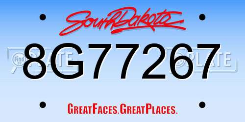 8G77267 South Dakota License Plate