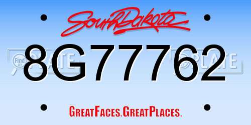8G77762 South Dakota License Plate