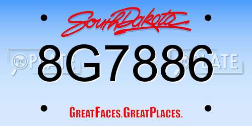 8G7886 South Dakota License Plate