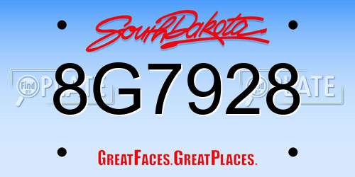 8G7928 South Dakota License Plate
