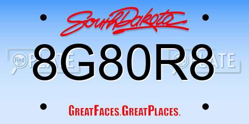 8G80R8 South Dakota License Plate