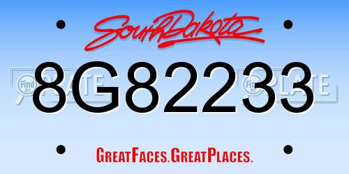 8G82233 South Dakota License Plate