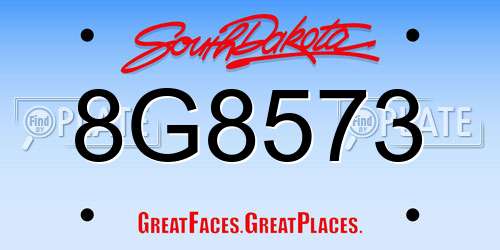 8G8573 South Dakota License Plate