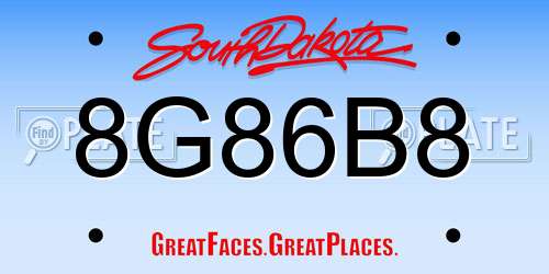 8G86B8 South Dakota License Plate