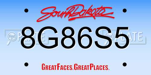 8G86S5 South Dakota License Plate