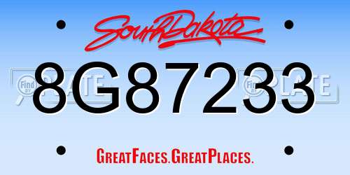 8G87233 South Dakota License Plate