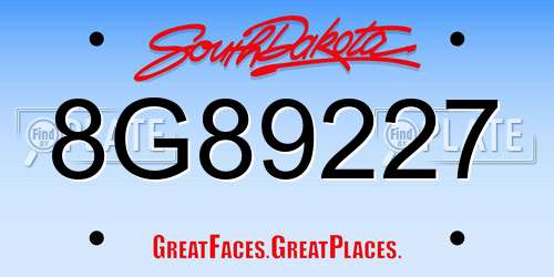 8G89227 South Dakota License Plate