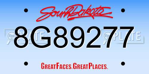 8G89277 South Dakota License Plate