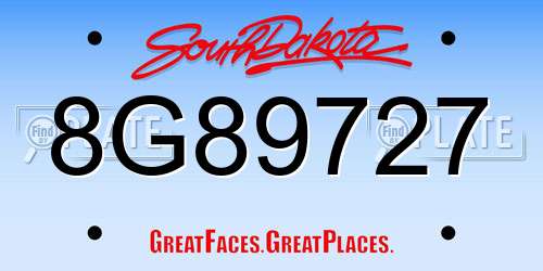 8G89727 South Dakota License Plate