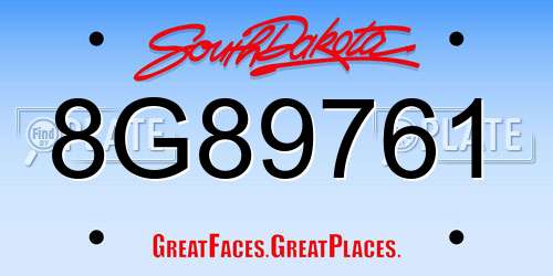 8G89761 South Dakota License Plate