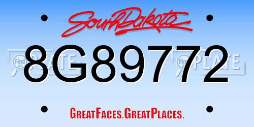 8G89772 South Dakota License Plate