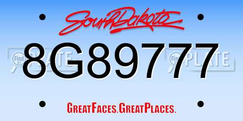 8G89777 South Dakota License Plate