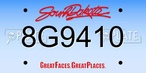 8G9410 South Dakota License Plate