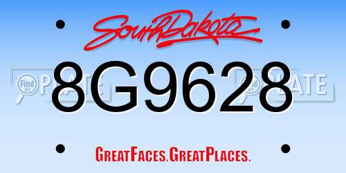 8G9628 South Dakota License Plate