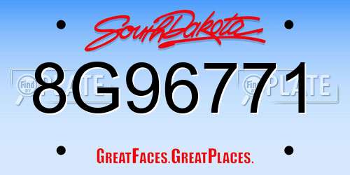 8G96771 South Dakota License Plate