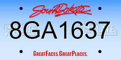 8GA1637 South Dakota License Plate