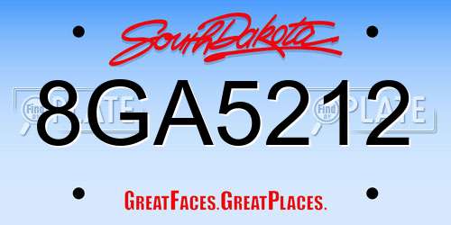 8GA5212 South Dakota License Plate
