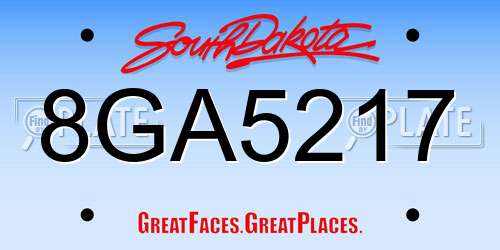 8GA5217 South Dakota License Plate