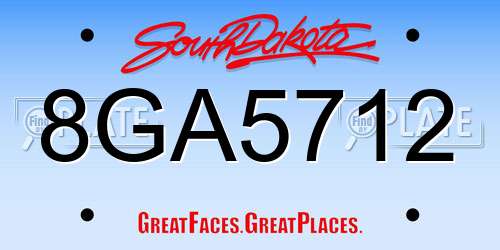 8GA5712 South Dakota License Plate