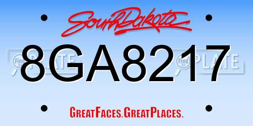 8GA8217 South Dakota License Plate