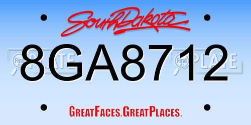 8GA8712 South Dakota License Plate