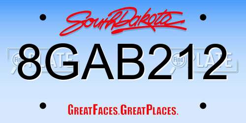 8GAB212 South Dakota License Plate