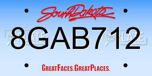 8GAB712 South Dakota License Plate